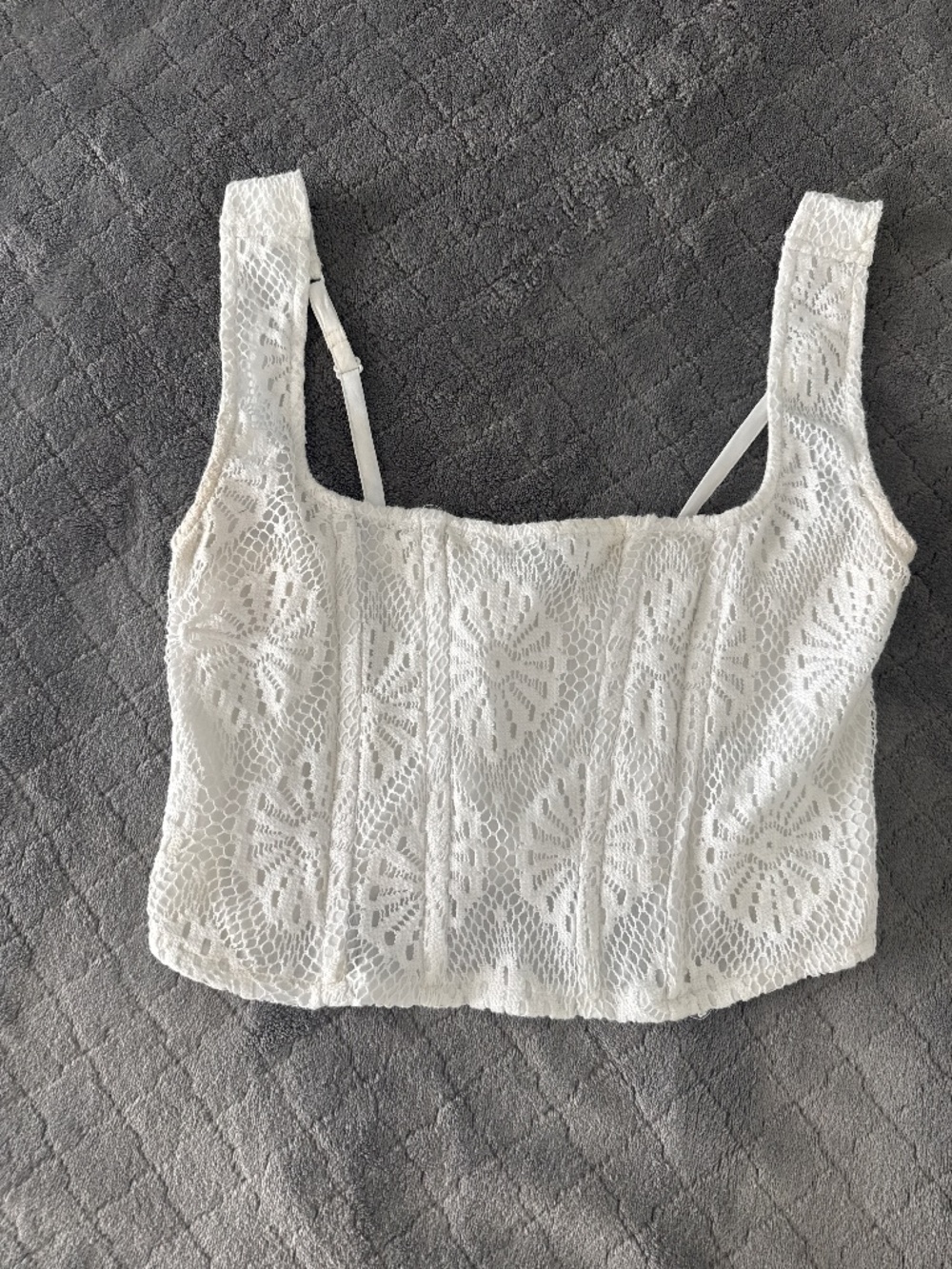 American Eagle White Corset Patterned Tank Top